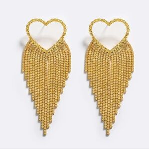 EMMA pills Sparkling Heart Earrings in Gold 24k Gold Plated Over Silver New